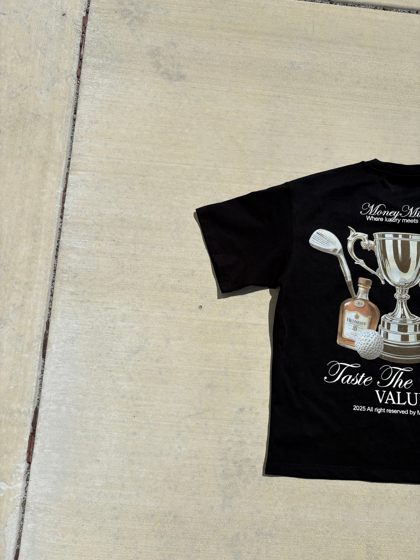 Champagne Stain Black Tee