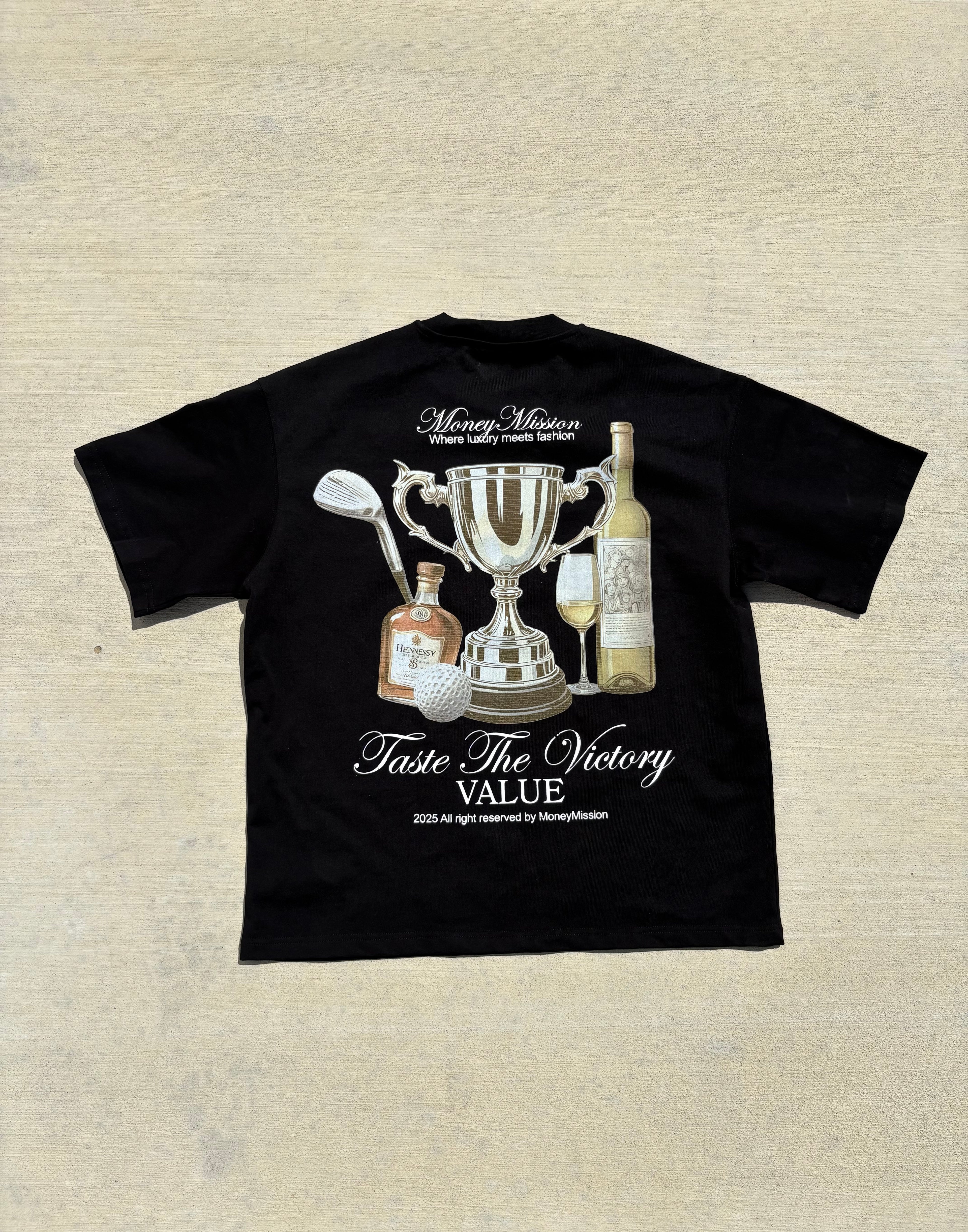 Champagne Stain Black Tee