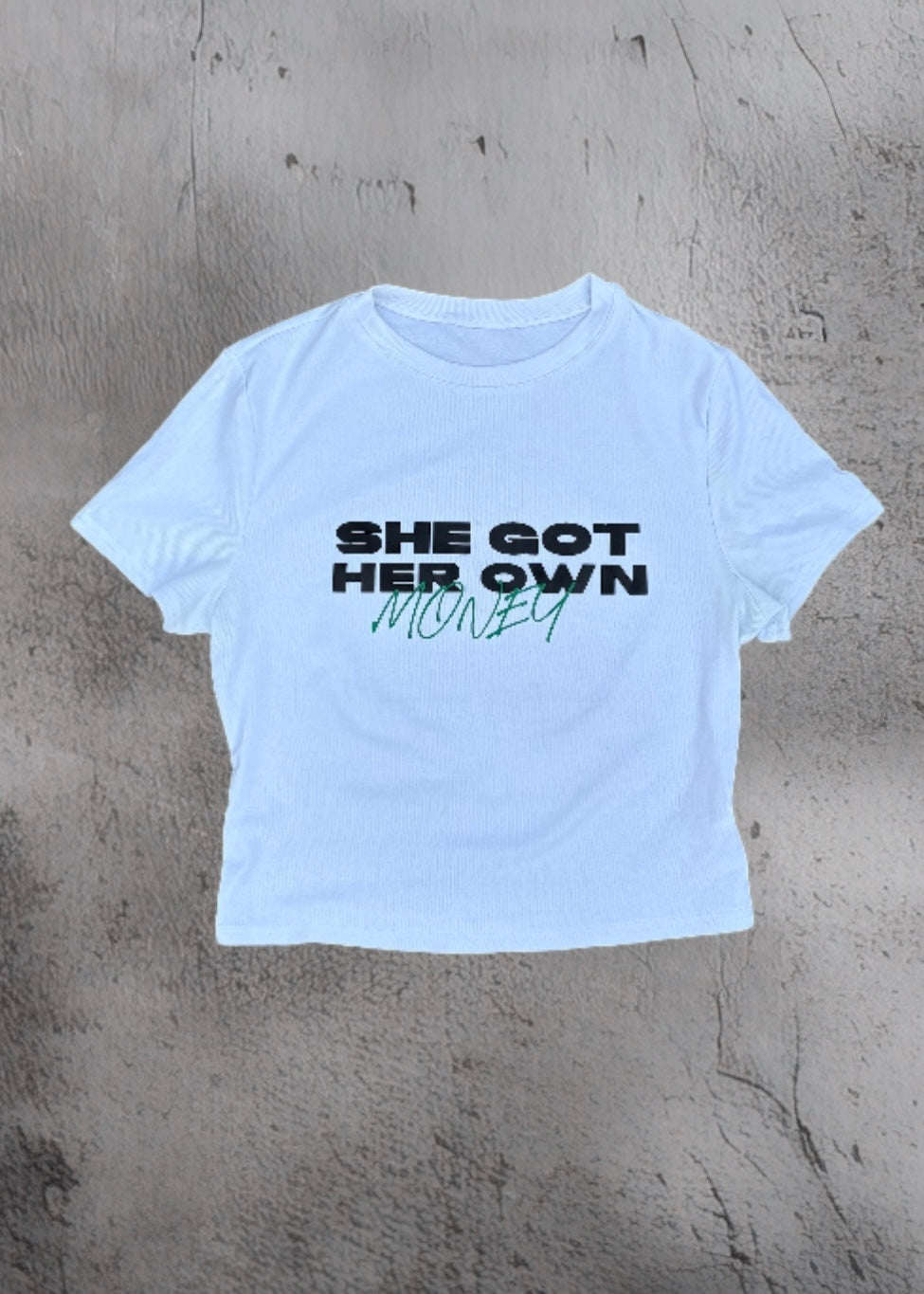 White MONEY Crop Top